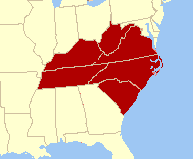 Map of states we service: NC, SC, TN, KY, WV and VA